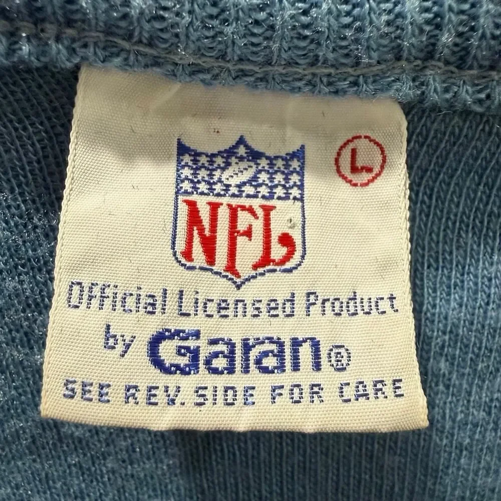 Houston Oilers Vintage Garan NFL Blue V Neck Pullover Sweater Made in USA Large